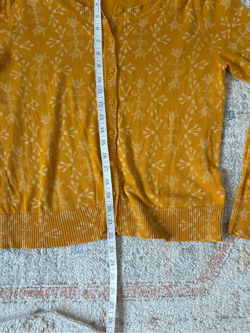 Mossimo Supply Co. Mustard Yellow Floral Jacquard Cardigan XL - Picture 5 of 5